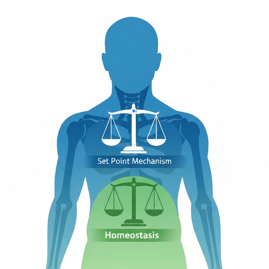 Illustration of body's set point regulation mechanism with balance symbol
